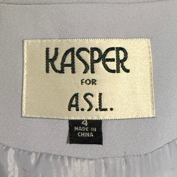 VTG Kasper ASL shirt suit, size 4. Beautiful pastel blue, tailored, embroidered - Picture 6 of 8